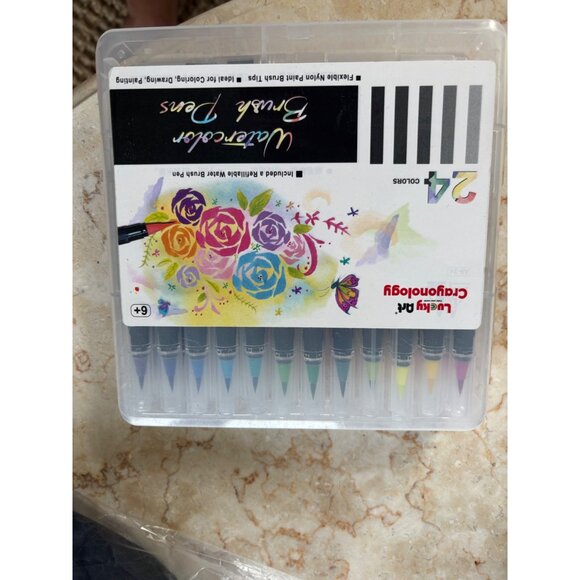 24-Color Watercolor Brush Pens Set With Flexible Tips For Painting & Lettering n - Picture 1 of 2